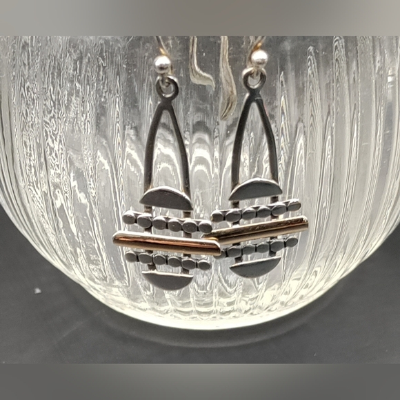 NOVICA 18K Gold and Sterling Silver Earrings. small and dainty for everyday wear - Picture 3 of 4